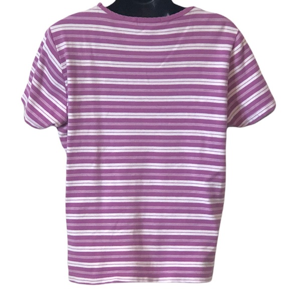 Faded Glory Stretch womens purple and white striped shortsleeve shirt top - Picture 2 of 12